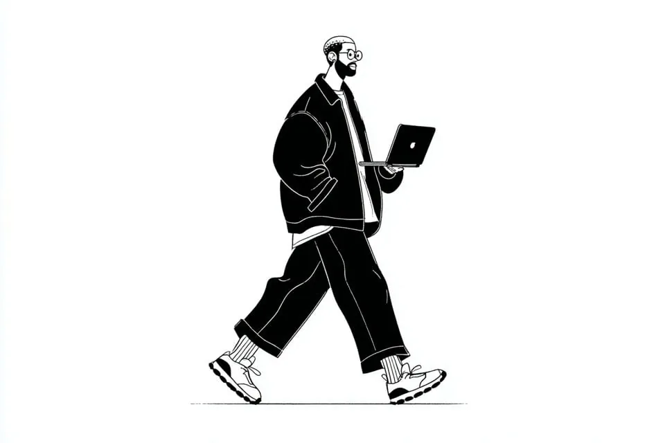极简黑白编辑插画 · 来源效果 3
